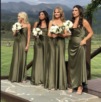 Spaghetti Straps Olive Green Bridesmaid Dresses Under 100