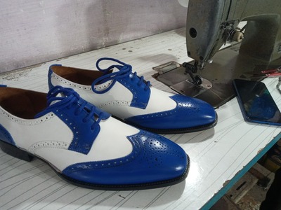 Awesome Wear Men's Hand Stitch Two Tone Wingtip Brogue Lace Up Leather Shoes