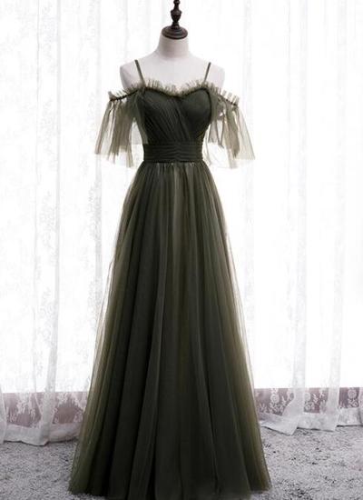 Off Shoulder Tulle Sweetheart A-line Prom Dresses