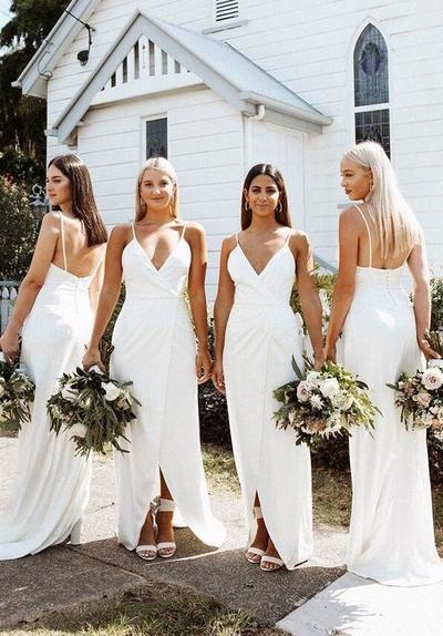 Simple A Line V-Neck Bridesmaid Dresses
