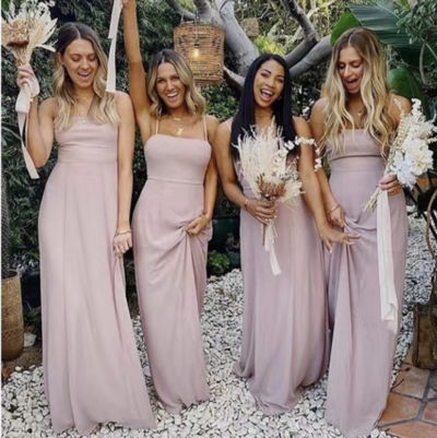 Spaghetti Straps Bridesmaid Dresses with Tie Knot