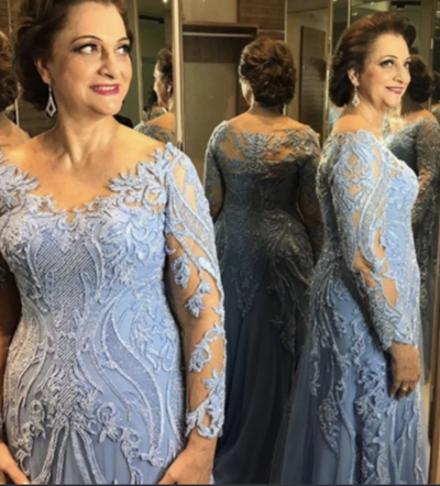 Dusty Sky Blue Mother of the Bride Dresses with Sleeves