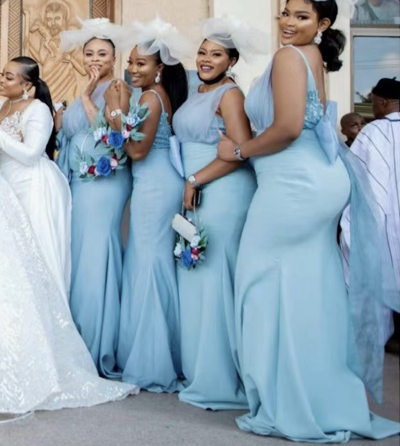 Sky Blue Bridesmaid Dresses Mermaid BD09