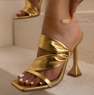 Sexy Gold High Heels Women's Stiletto Sandals 2022 F5742