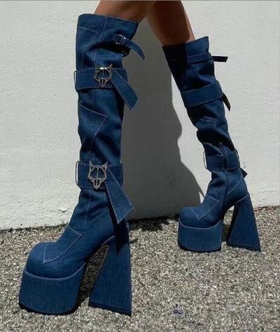 2022 fashion denim over-the-knee women's boots F5747