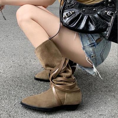 Fashion pointed toe chunky heel straight high boots knight women's boots F5748