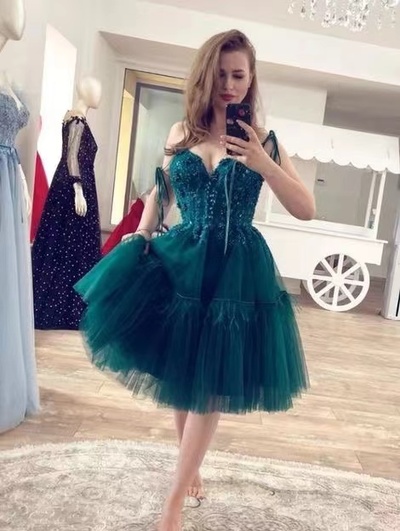 Straps Homecoming Dresses Prom Dresses with Rhinestones