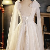 Champagne tulle lace short prom dress homecoming dress - Thumbnail 4