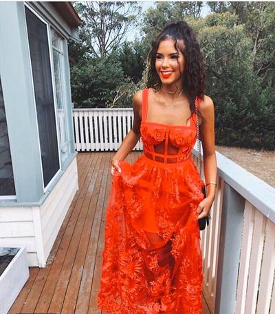 SP2245,Elegant red lace see through long prom dresses,straps applique evening formal gown