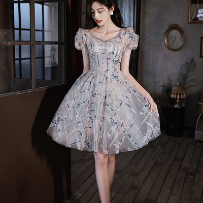 Cute tulle sequins short prom dress homecoming dress - Thumbnail 2