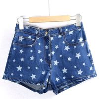 Harajuku Summer High Waist Scrub Star Denim Shorts - Thumbnail 2