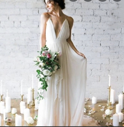 Deep V Neck Wedding Dresses Bridal Gown Beach