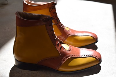 Men's Customize Split Balmoral Multi Shade Leather Handmade Designer Lace Up Boot