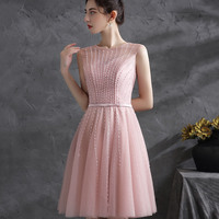 Pink tulle sequins short prom dress homecoming dress - Thumbnail 3