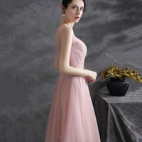 Pink tulle sequins short prom dress homecoming dress - Thumbnail 6