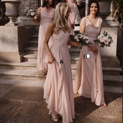 Peach pink bridesmaid dresses for wedding party - Thumbnail 3