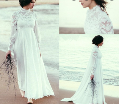 High Neck Wedding Dresses Bridal Gown with Appliques