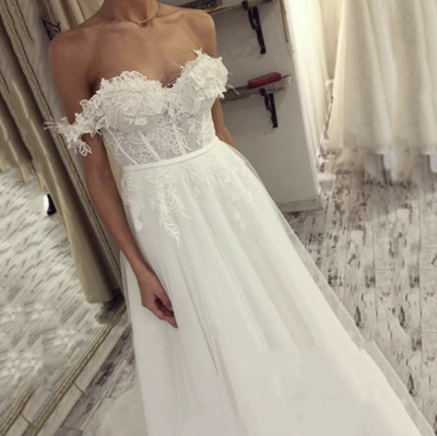 Off Shoulder Wedding Dresses Bridal Gown with Lace WD56