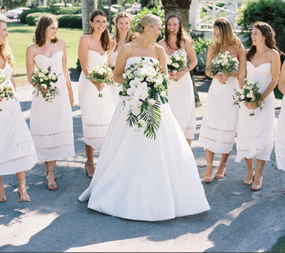 Spaghetti Straps Ankle Length Bridesmaid Dresses White