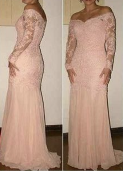 Off Shoulder Mermaid Mother of the Bride Dresses with Sleeves