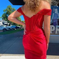 Cute Off the Shoulder Red Short Homecoming Dress with Lace - Thumbnail 1