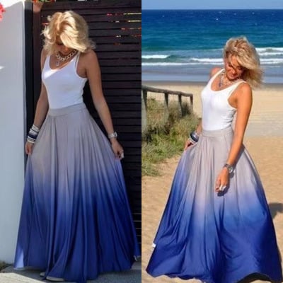 Two piece gradient royal blue prom dresses  - Thumbnail 4