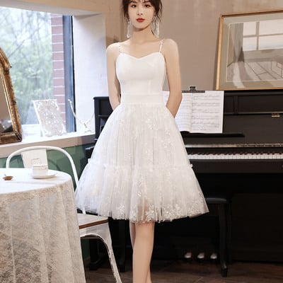 White lace short prom dress homecoming dress - Thumbnail 2