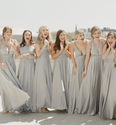 Convertible Gray Bridesmaid Dresses for Wedding Party