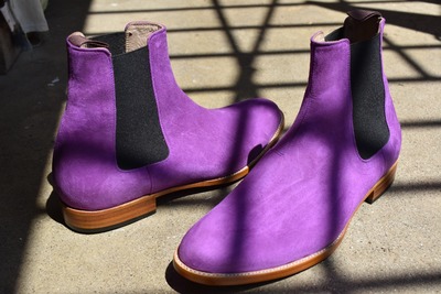 Outclass Hot Sale Christmas Purple Boot, Handmade Chelsea Suede Boot