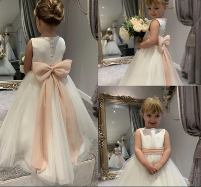 Flower Girl Dresses for Wedding Party with Bowknot Sash