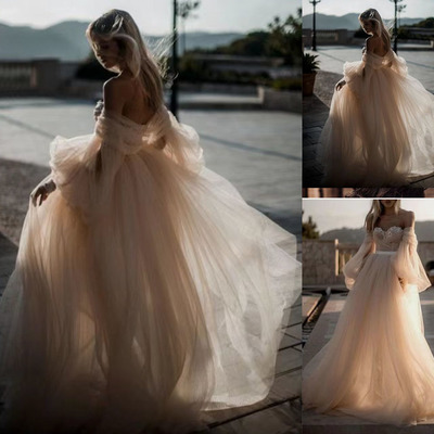 Off Shoulder Wedding Dresses Bridal Gown with 3D Appliques