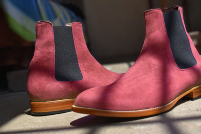 Handmade Men's Red Suede Chelsea Boot, New Ankle High Boots