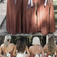 Olive Green Straps Bridesmaid Dresses for Wedding BD09 - Thumbnail 1
