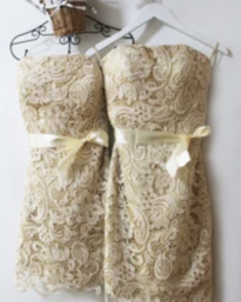 Sheath Short Lace Bridesmaid Dresses with Sash