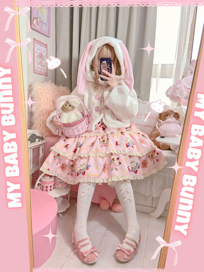 Soft Fluffy Warm Winter Cute Anime Girl Rabbit Bunny Ears Plush Coat Jacket