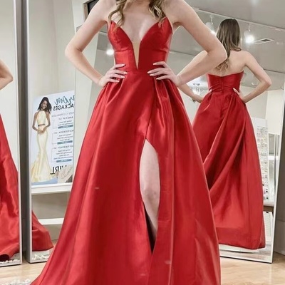 Simple prom dresses sweetheart slit side - Thumbnail 2