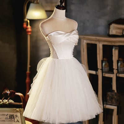 Champagne strapless short prom dress party dress - Thumbnail 2