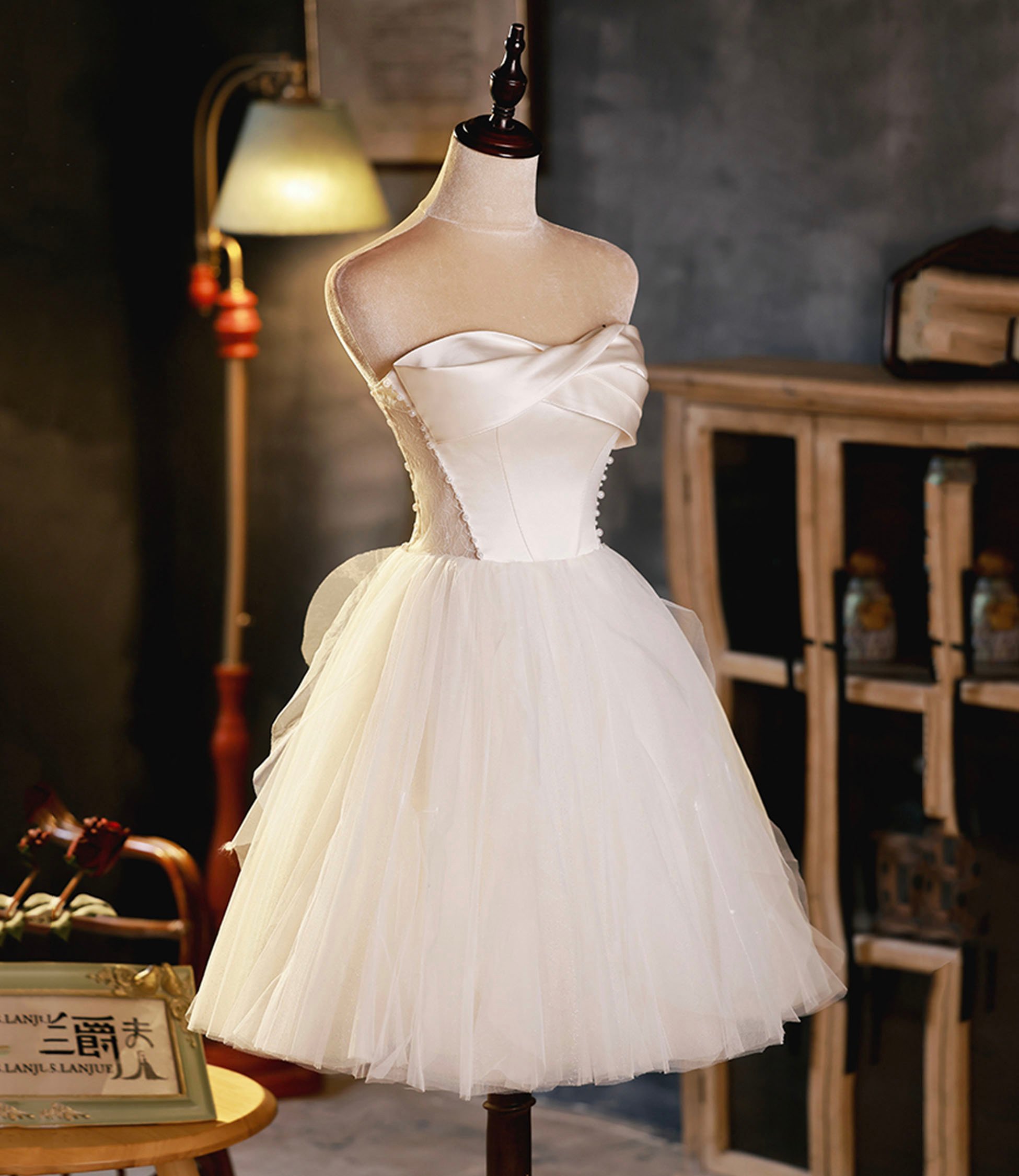 Champagne Strapless Short Prom Dress Party Dress