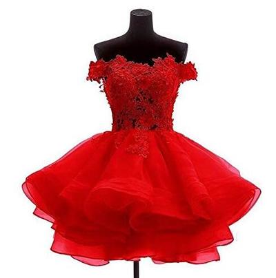 Off Shoulder Short Red Hoco Dress