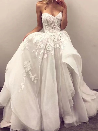 Sweetheart Wedding Dresses Bridal Gown with Lace Appliques