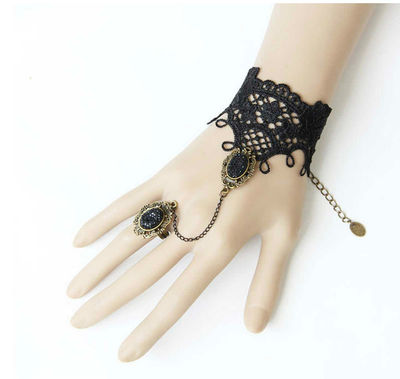 Goth Handcraft applique black gothic lace bracelet or gloves