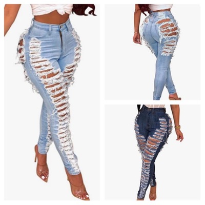 Cutout Distressed Denim Jeans-TD
