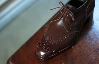 Decent Wear Men's Hand Stitch Attractive Shoes, Leather Wingtip Brogue Lace Up Shoes