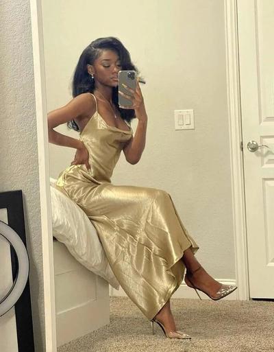 Simple A Line Square Long Prom Dress