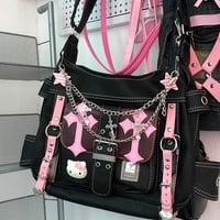 Y2K Kitty Goth Square Rectangle Wide Large Capacity Student Shoulder Messenger Bag - Thumbnail 1