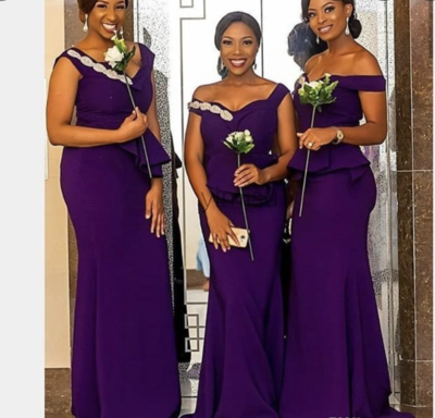 Dark Purple Bridesmaid Dresses Mermaid Off Shoulder BD9