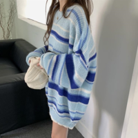 Pastel Blue Stripe Jumper Knit Sweater - Thumbnail 2