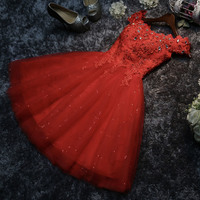 High quality A-line lace short prom dress, evening dress, bridesmaid dress - Thumbnail 2