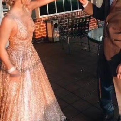 Sparkly v neck prom dresses pd45 - Thumbnail 1