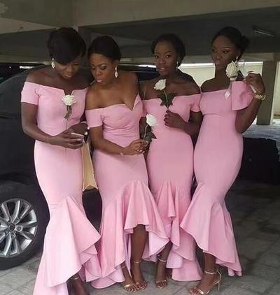 Beautiful Pink Ankle Length Bridesmaid Dresses